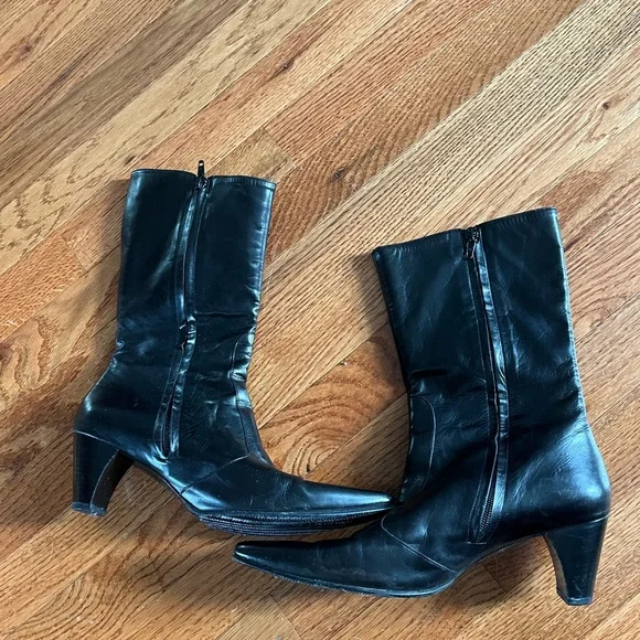 Robert Clergerie Black Leather Heeled Boots - Picture 3 of 9